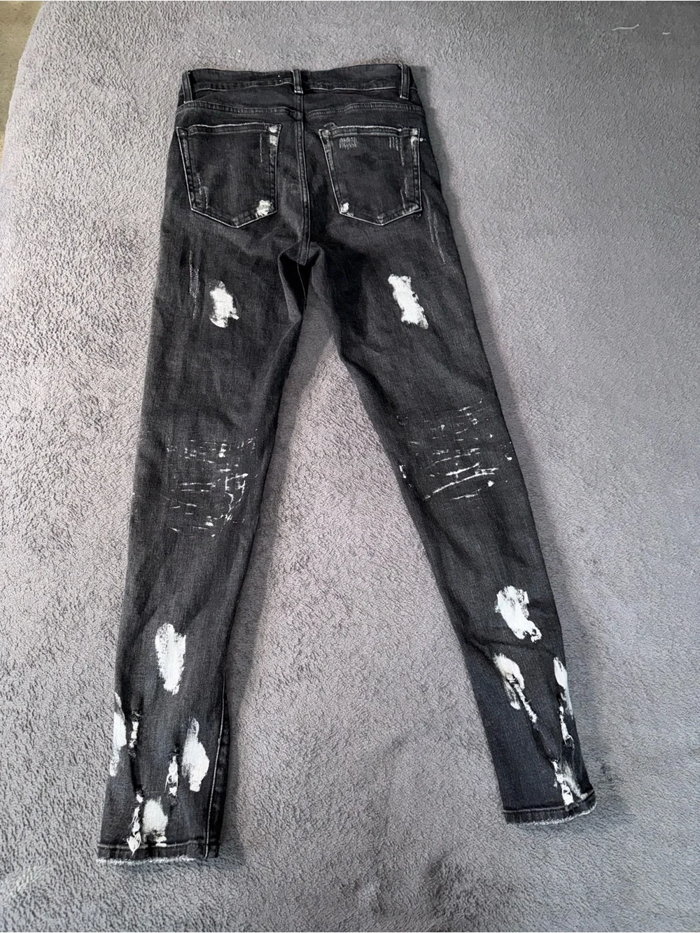 Men's Distressed Black Paint-Splash Skinny Jeans